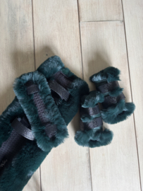 Complete set luxury fur dark green