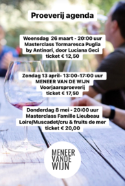 Proeverij agenda voorjaar 2025 - wijnproeverijen, masterclass en meer!