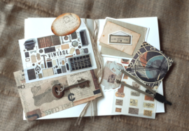 Vintage naturel | 30-delig papier en stickerset