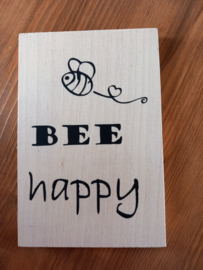 Houten bordje - bee happy