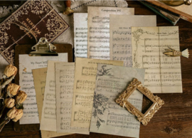 Muziekschrift | 10 stuks vergeeld papier