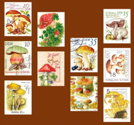 Postzegels paddenstoelen - washitape