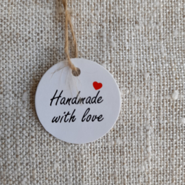 Handmade rond wit - cadeaulabel 20 stuks