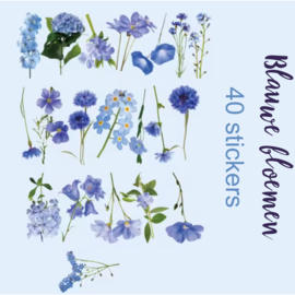 PET-stickers- Blauwe bloemen