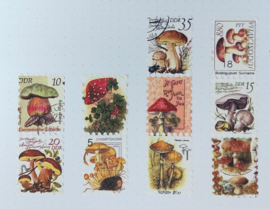 Postzegels paddenstoelen - washitape
