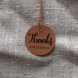 Thanks for coming rond kraft - cadeaulabel 20 stuks