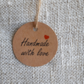 Handmade rond kraft - cadeaulabel 20 stuks