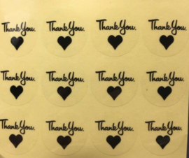 Thank you hartje, transparante sluitzegel - 12 stickers