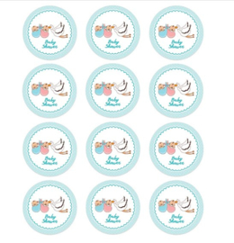 Babyshower - ooievaar - 12 stickers