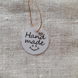 Handmade rond wit - cadeaulabel 20 stuks