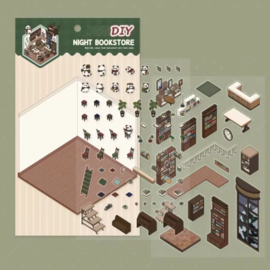 3D Scene stickers- Boekwinkel nacht