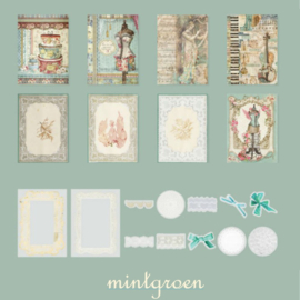 Mintgroen - papier en stickerset