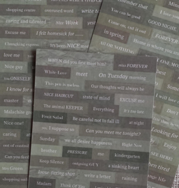 Teksten | Grijsgroen met witte letters | Washistickers