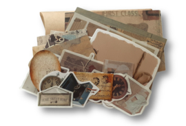 Vintage naturel | 30-delig papier en stickerset