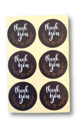 Thank you zwart/goud - 12 stickers