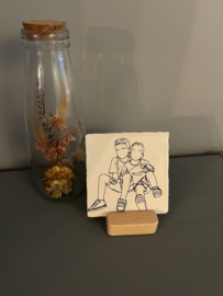 Tegel met lijntekening