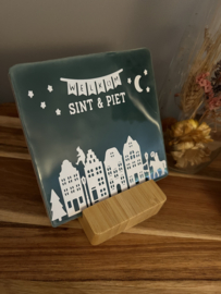 Tegeltje ‘Welkom Sint & Piet’ grachtenpandjes
