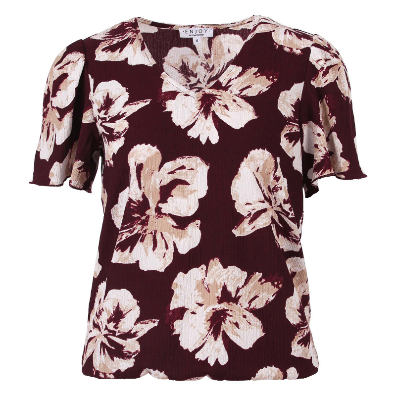 ENJOY blouson v-hals allover bloemprint bordeaux 412510