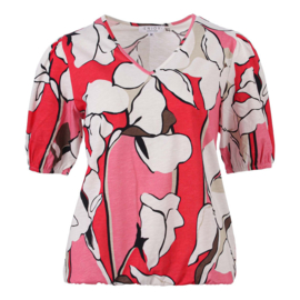 ENJOY blouson v-hals pofmouw bloemprint 183203