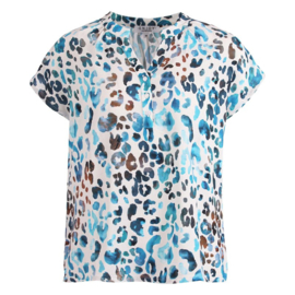 ENJOY Blouse ronde v-hals aop l.aqua