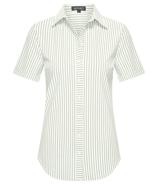 MI PIACE streepblouse korte mouw lilypad - offwhite MP202031