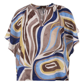 ENJOY top vleermuismouw alloverprint blauw 506312