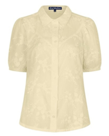 Red Button blouse Victoria 3D flower butter yellow SRB4826