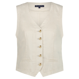 Red Button waistcoat cotton linen pearl 47cm SRB4506