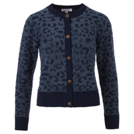 ENJOY gebreid panter vestje knop indigo 425626