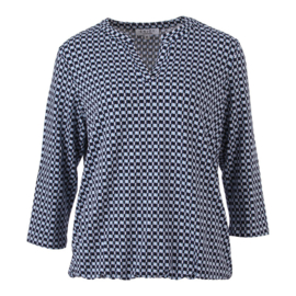 ENJOY blouson rond v-hals grafische print indigo 183924