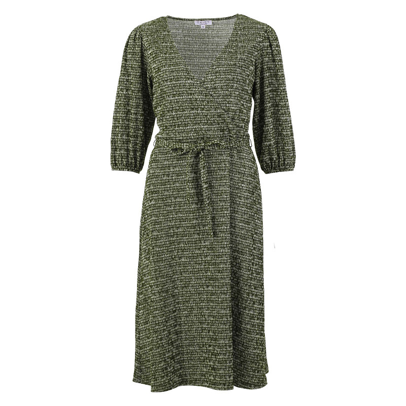 ENJOY jurk halve mouw allover print army 414125