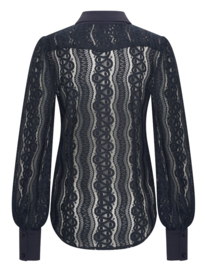 MI PIACE   .travelstof blouse kant dark blue MP202352