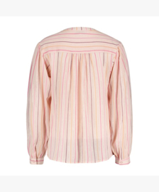 Red Button blouse lurex stripe soft pink