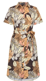 MI PIACE dress short sleeves botanical print espresso 202079
