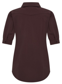 MI PIACE travelstof blouse pofmouw espresso MP202270