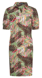 MI PIACE polo dress pencil branches print olive MP202605