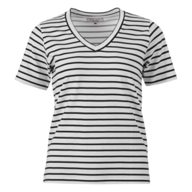 ENJOY t-shirt v-hals bretonse streep zwart 431400