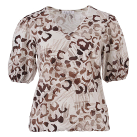 ENJOY blouson v-hals pofmouw dierenprint bruin 183617