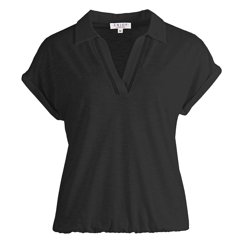 ENJOY blouson polokraag ajour zwart 183032