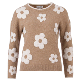 ENJOY pull intarsia bloemen camel 890215