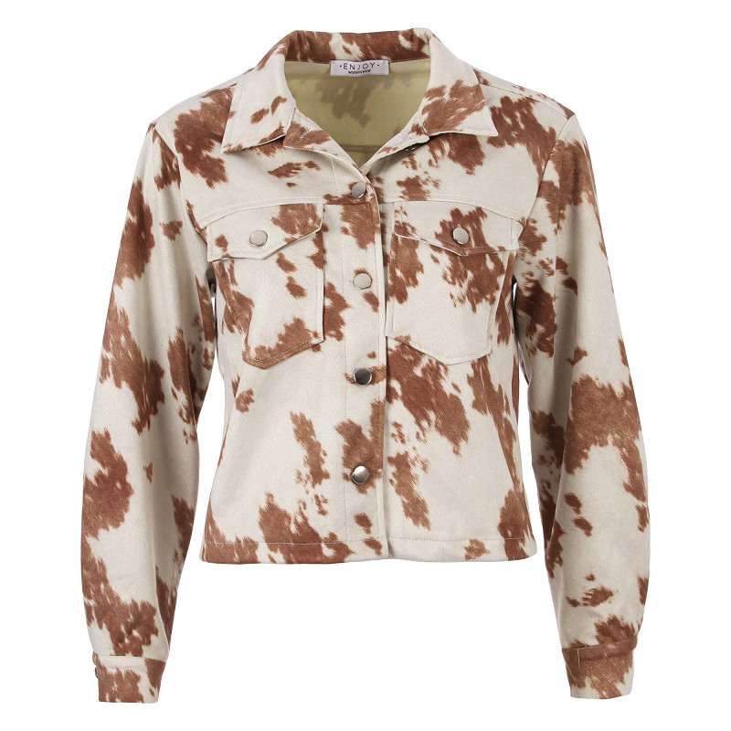 ENJOY jasje suedine koeien print camel 682416