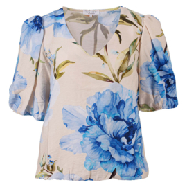 ENJOY blouson korte pofmouw bloemprint blauw127633
