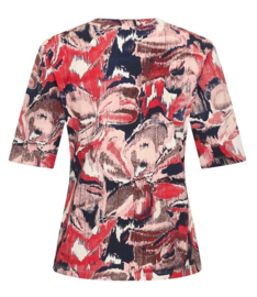MI PIACE t-shirt v-hals red wild flower print MP202271P