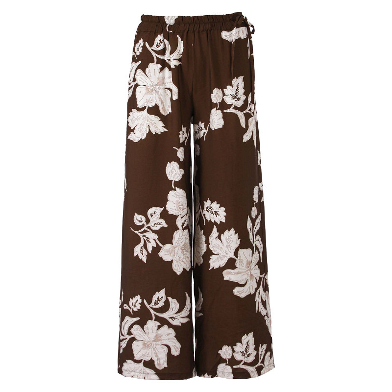 ENJOY broek wide leg allover print bruin 503101