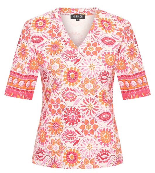 MI PIACE top v-hals tiles print fuchsia MP202271