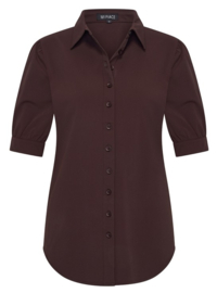 MI PIACE travelstof blouse pofmouw espresso MP202270