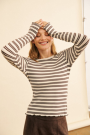 SAINT TROPEZ blouse chocolate brown ice stripe brown 30515730