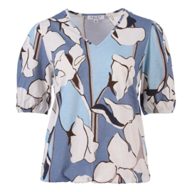 ENJOY blouson v-hals pofmouw bloemprint jeans 183203