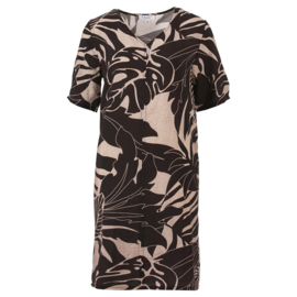 ENJOY jurk oversized allover print bruin 157564
