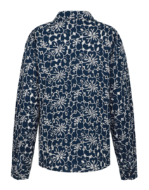 C&S The Label Louisa blouse midnight blue-offwhite 25NZC19